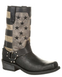 Mens Faded Flag Harness Boots