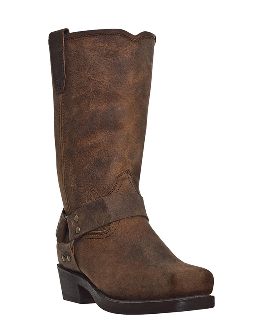 Dingo Men's Dean Harness Boots in Dark Brown with Medium Square Toe at Skip's Western Outfitters | DI19076-DARK-BROWN
