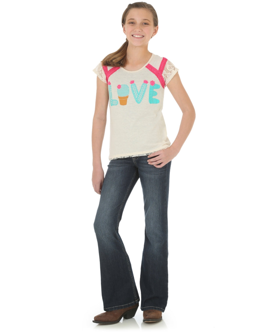 Girls' Graphic Western T-Shirt by Wrangler from Skip’s Western Outfitters | WRA-GWK811N-XXS-CREAM