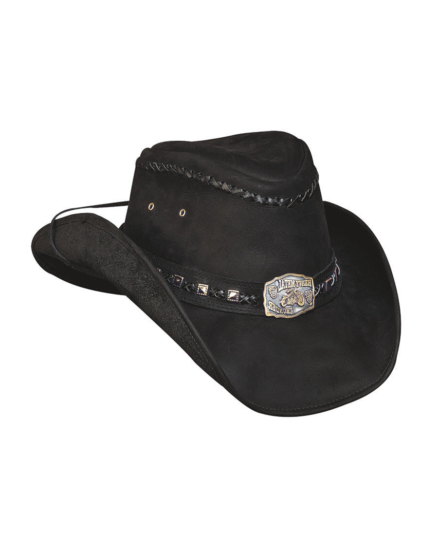 Men's Thunder Struck Leather Hat by Bullhide from Skip’s Western Outfitters | MOT-4013BL-S-Black