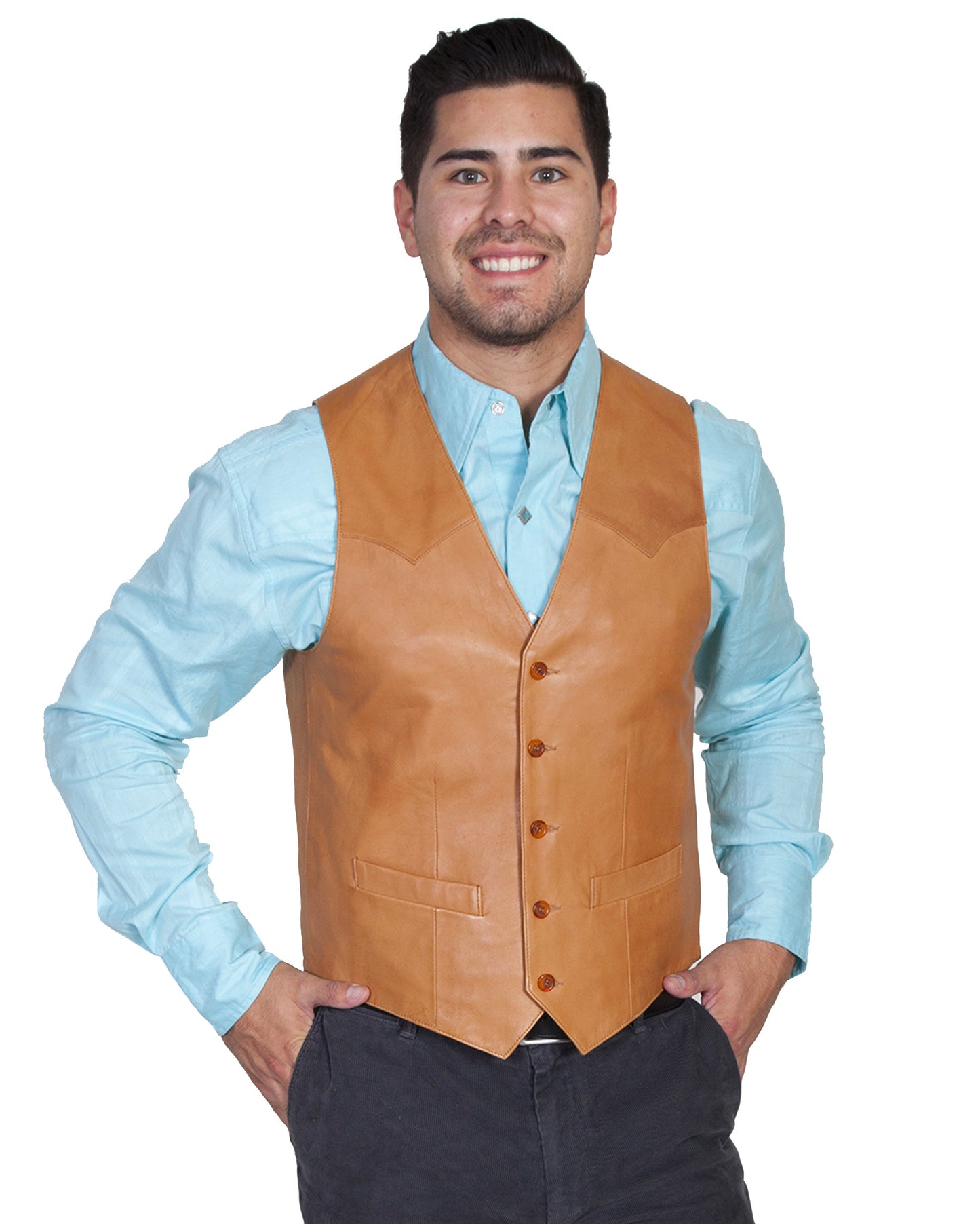Men's Lambskin Leather Vest by Scully from Skip’s Western Outfitters | SCU-503-171-42-TAN