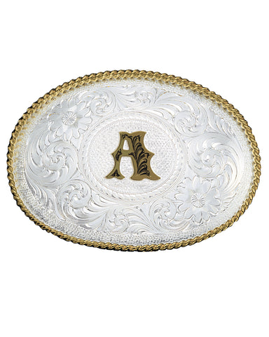 Engraved Initial A Medium Oval Buckle