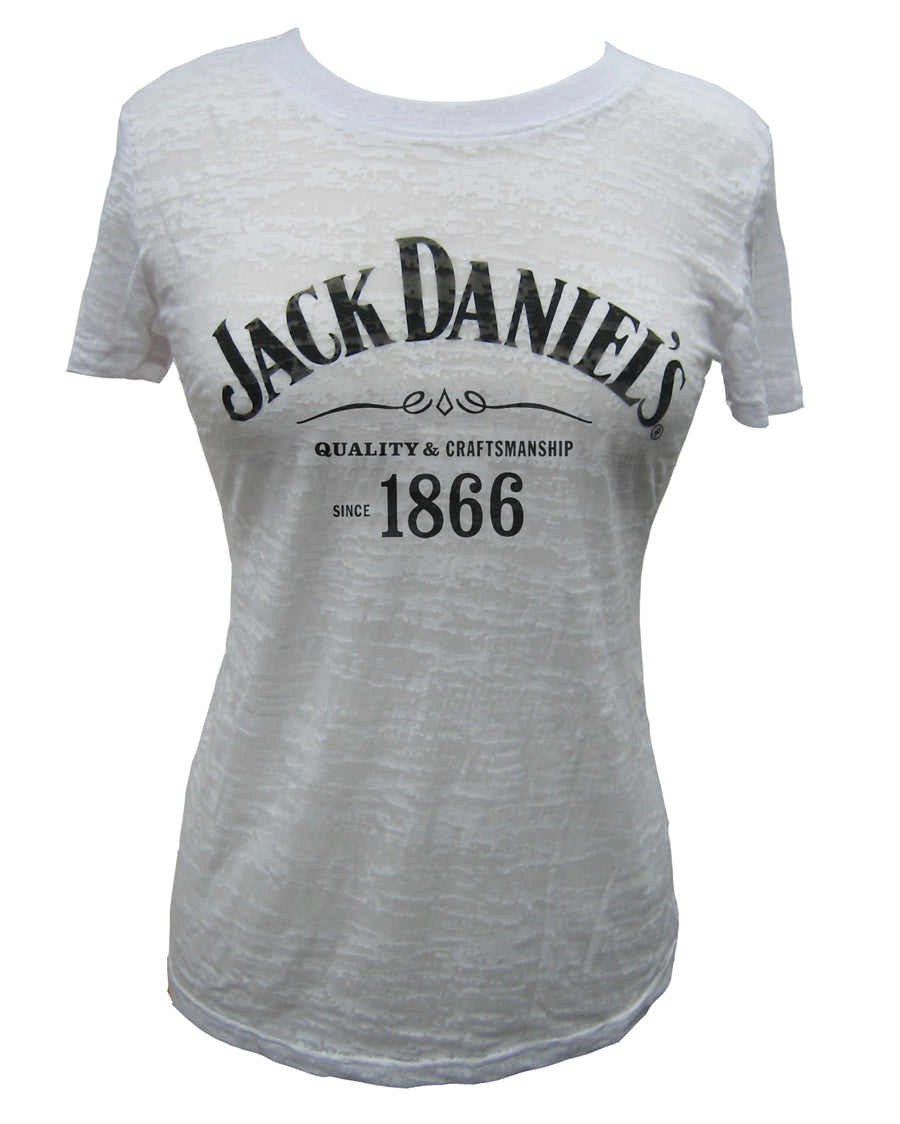 Women's Jack Daniels Logo Burnout T-Shirt - White by Jack Daniel's from Skip’s Western Outfitters | 10923469201