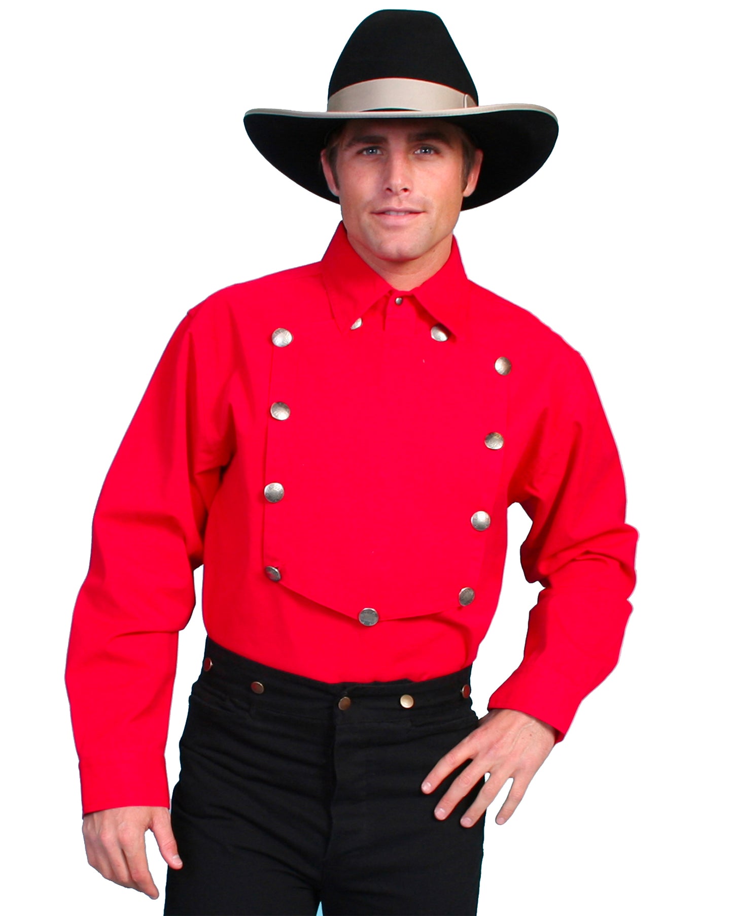 Men's Range Wear Bib Shirt by Scully from Skip’s Western Outfitters | SCU-RW011-RED-S-RED