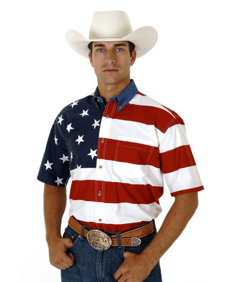 Men’s Patriotic Western Shirt by Roper from Skip’s Western Outfitters | KAR-03-002-0185-0101-RE-S-Red-/-Blue
