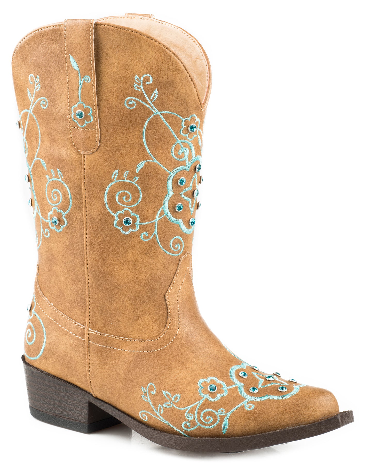 Kids' Flower Sparkles Western Boots by Roper from Skip’s Western Outfitters | KAR-09-018-1556-1106-TA-090-M