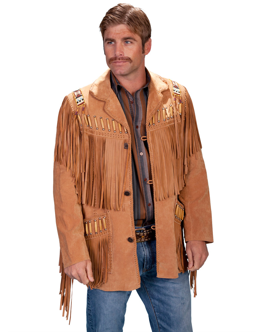 Men's Fringe Leather Jacket by Scully from Skip’s Western Outfitters | SCU-902-409-40-BOURBON