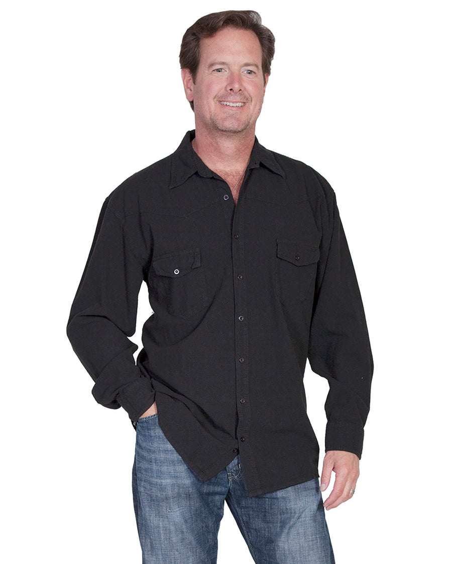 Men's Western Button Up Shirt by Scully from Skip’s Western Outfitters | SCU-CM7-BLK-S-BLACK