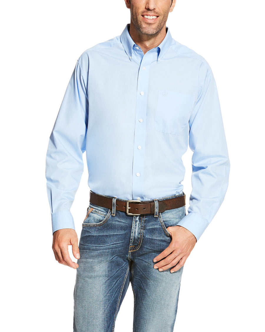 Men's WF Solid Long Sleeve Western Shirt by Ariat from Skip’s Western Outfitters | ARI-10020329-S-LightBlue