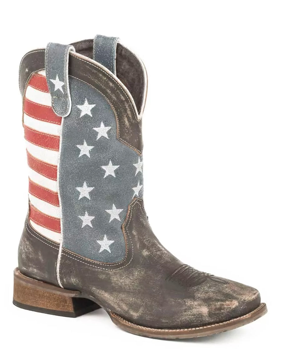 Men's American Flag Western Boots by Roper from Skip’s Western Outfitters | KAR-09-020-0903-2044-BR-080-D