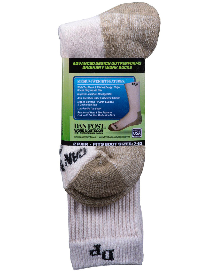 Men's Medium Weight 2-Pack Work Socks