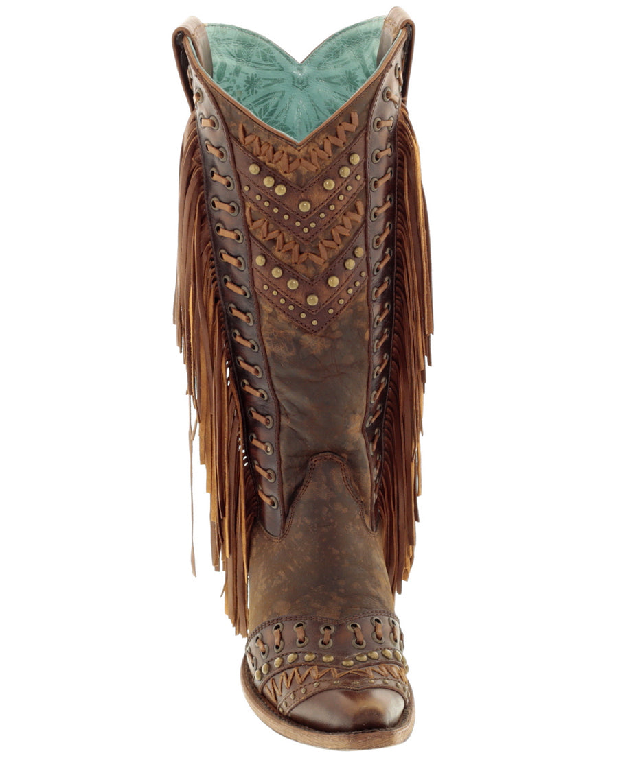 Corral C2986 Women's Handcrafted Snip Toe Cowgirl Boots in Brown Tan at Skip's Western Outfitters