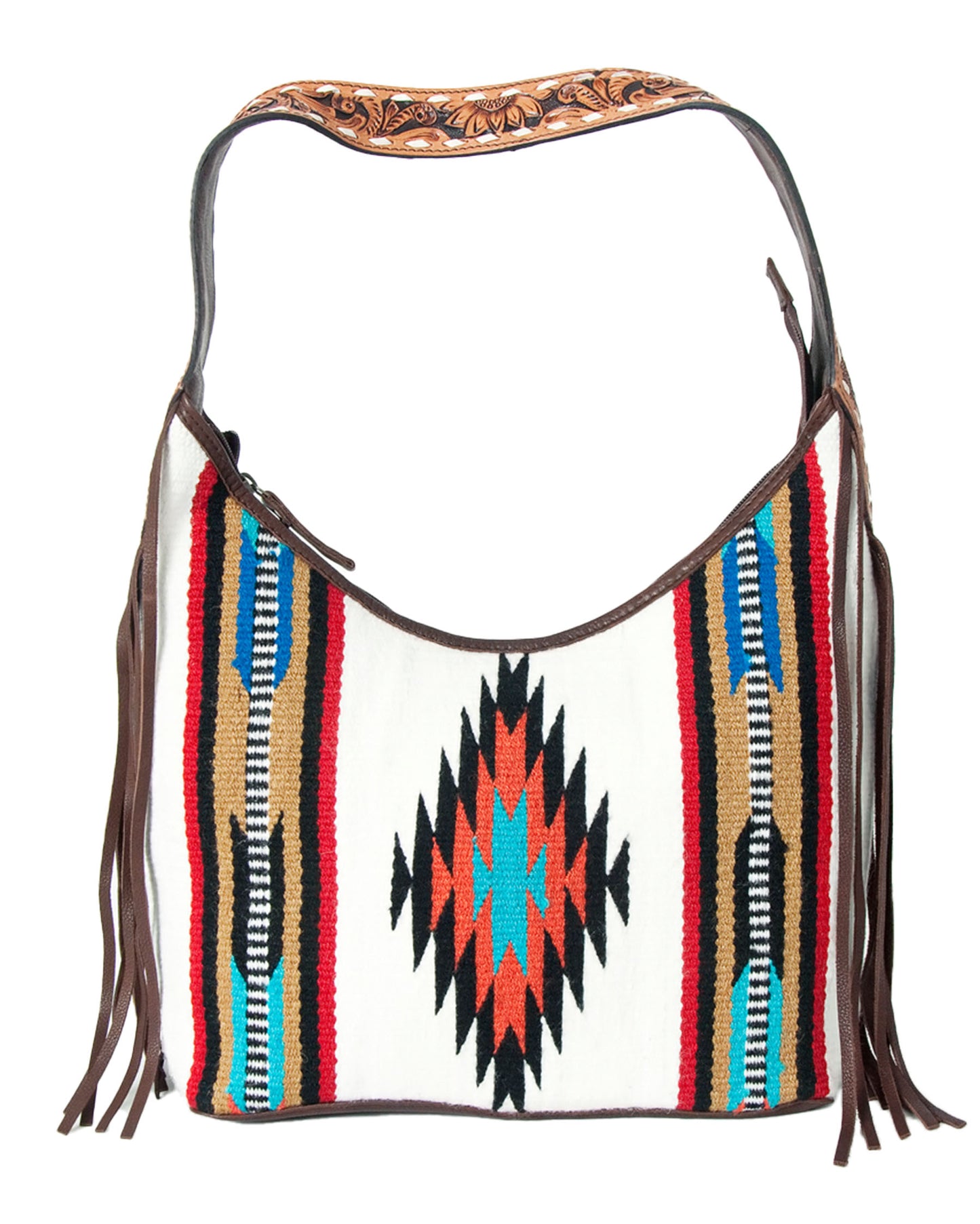 Women's Saddle Blanket Hobo Shoulder Bag by American Darling from Skip’s Western Outfitters | AMD-ADBGA212D-One-Size-White-Multi