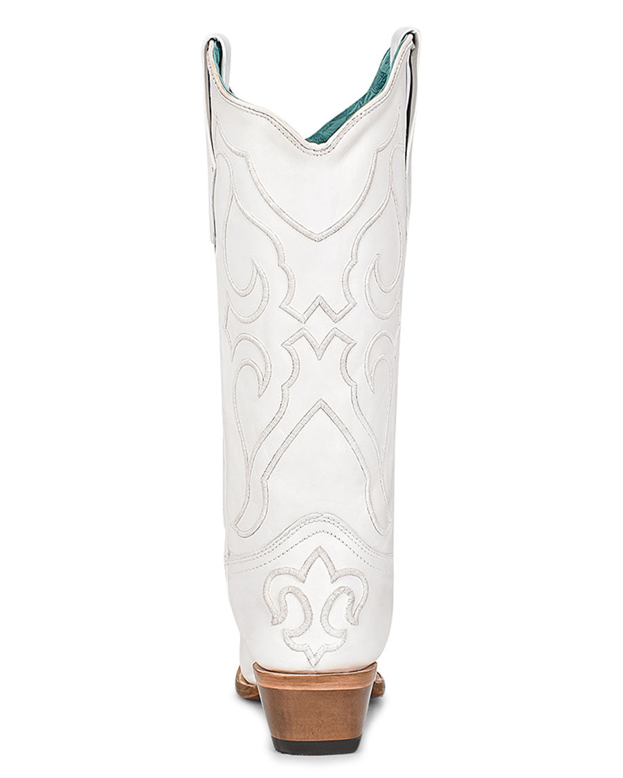 Corral Z5046 Women's Handcrafted Snip Toe Cowgirl Boots in White at Skip's Western Outfitters