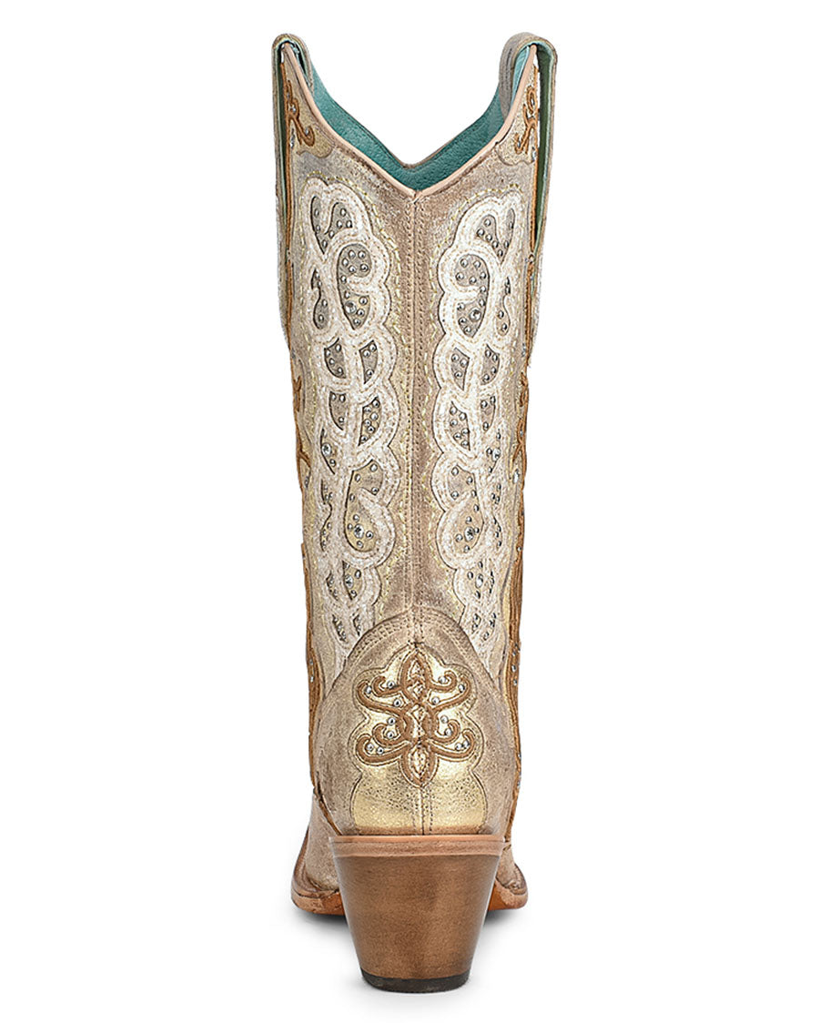 Corral C3895 Women's Handcrafted Snip Toe Cowgirl Boots in Tan at Skip's Western Outfitters