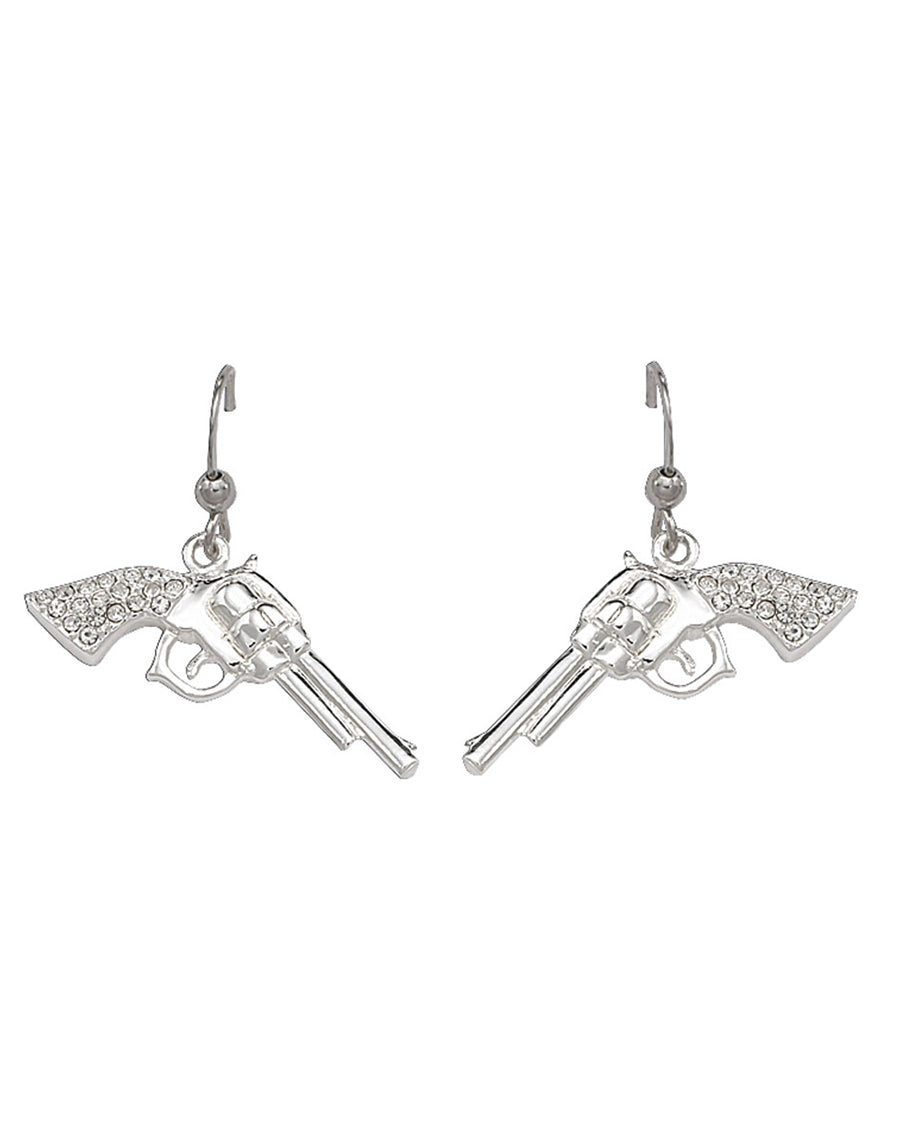 Women's Shiny Pistol Earrings by Montana Silversmiths from Skip’s Western Outfitters | MON-ER61242-O/S-Silver