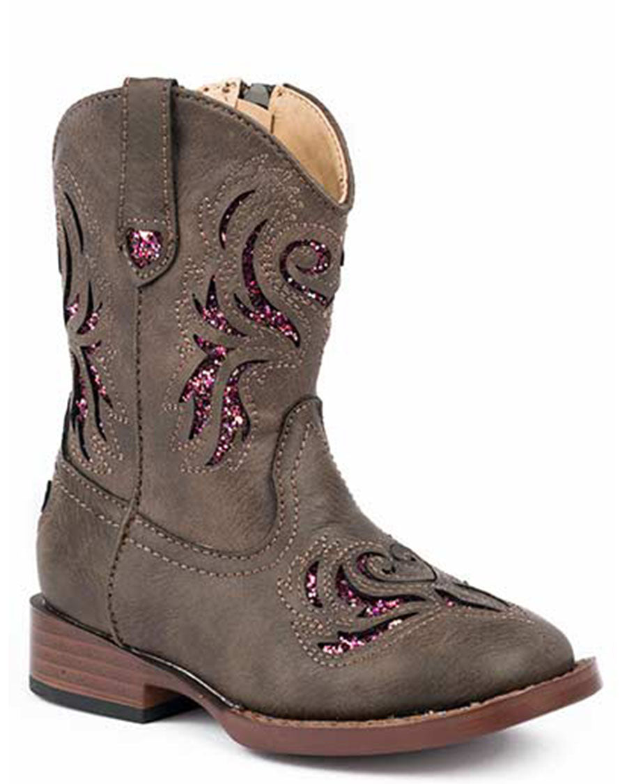 Toddlers' Glitter Breeze Western Boots by Roper from Skip’s Western Outfitters | KAR-09-017-1901-2015-BR-050-Brown