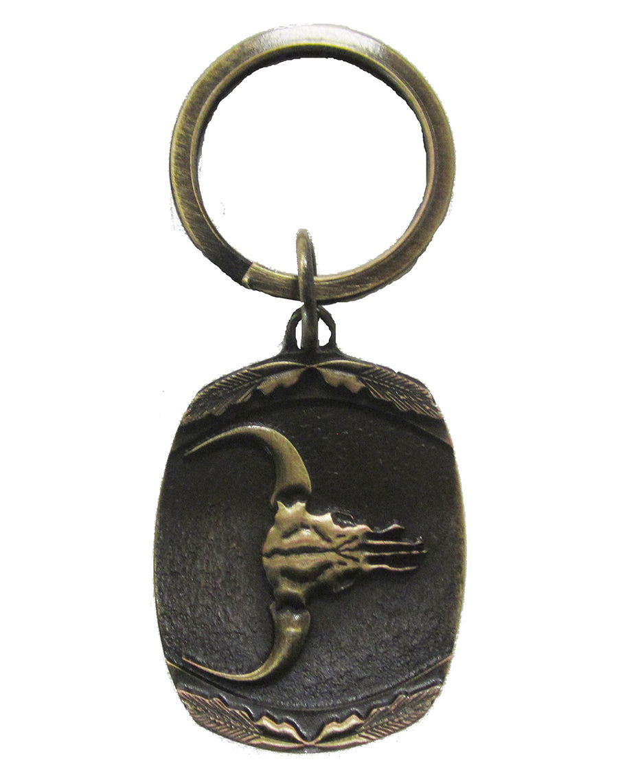 Longhorn Skull Key Chain by AndWest from Skip’s Western Outfitters | AWE-KF010-O/S-Antique-Brass