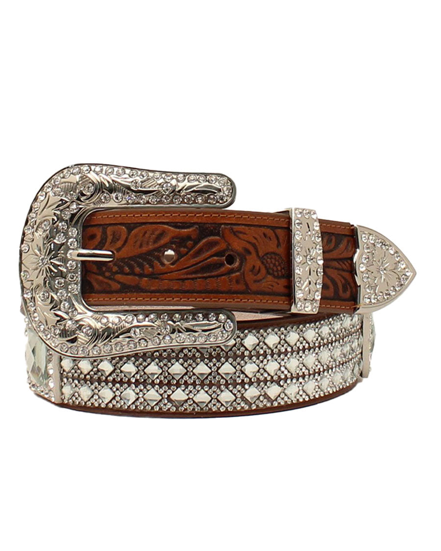 Women's Tooled Tabs Concho Stones Belt by 3D from Skip’s Western Outfitters | 10923672295