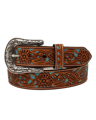 Women's Floral Overlay Turquoise Belt