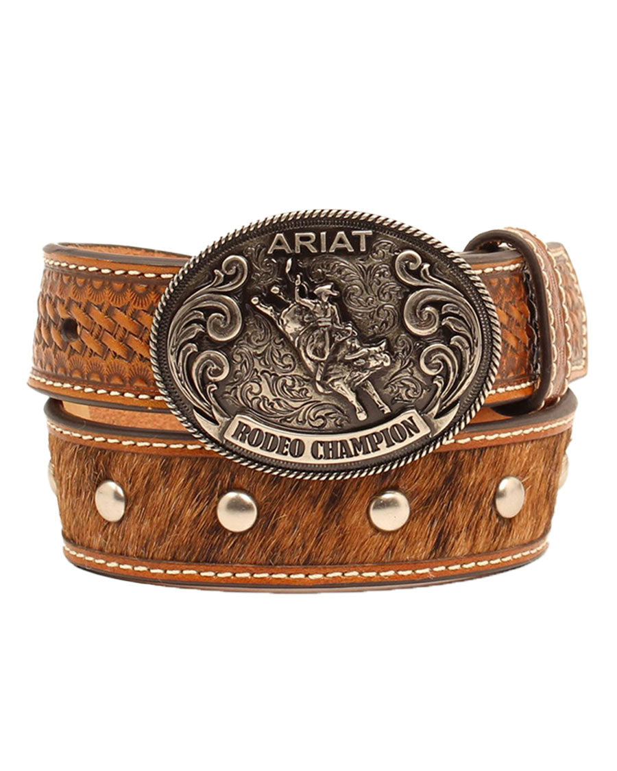 Boys' Faux Calf Hair Belt by Ariat Accessories from Skip’s Western Outfitters | MFW-A1305608-18-BROWN