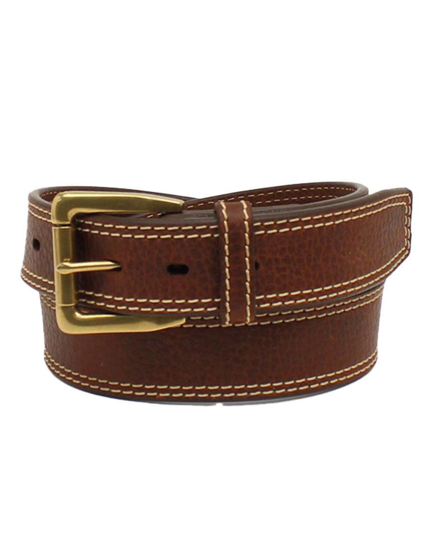 Men's Logo Concho Double Stitch Belt by Ariat Accessories from Skip’s Western Outfitters | MFW-A1037002-32-BROWN