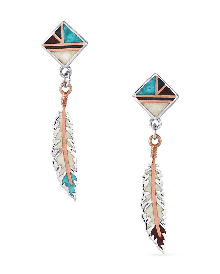 Women's Legends Feather Earrings by Montana Silversmiths from Skip’s Western Outfitters | MON-ER4823-O/S-Multi