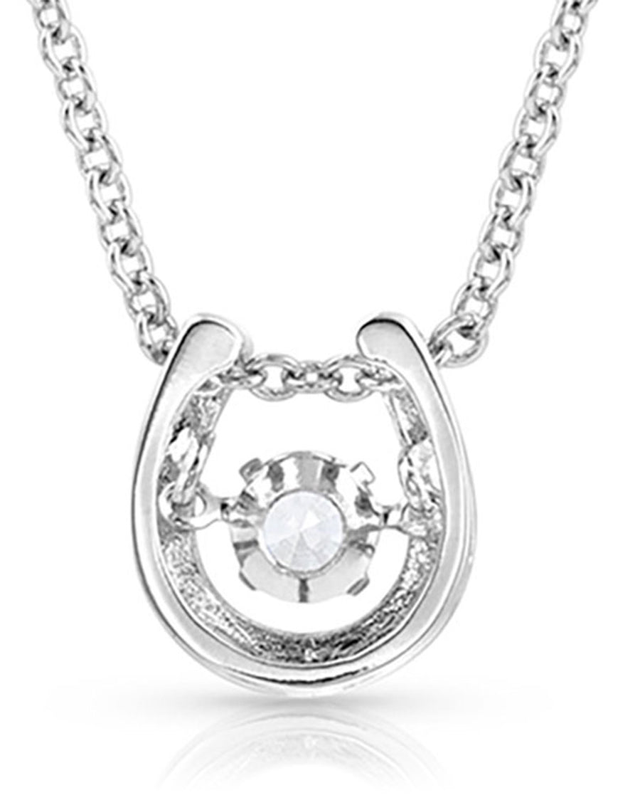 Women's April Dancing Birthstone Horseshoe Necklace