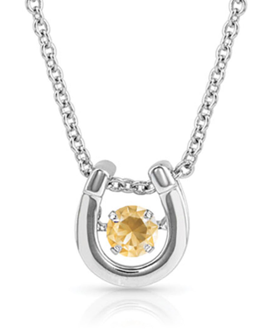 Women's November Dancing Birthstone Horseshoe Necklace by Montana Silversmiths from Skip’s Western Outfitters | MON-NC4742-NOV-O/S-November