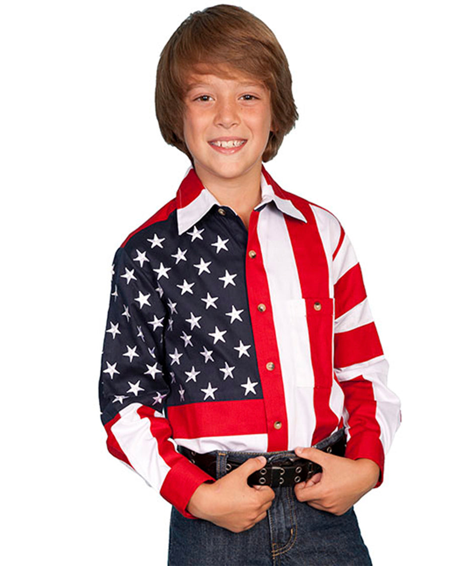 Kids' Patriot Shirt by Scully from Skip’s Western Outfitters | SCU-RW029K-RED-XS-RED/WHITE/BLUE
