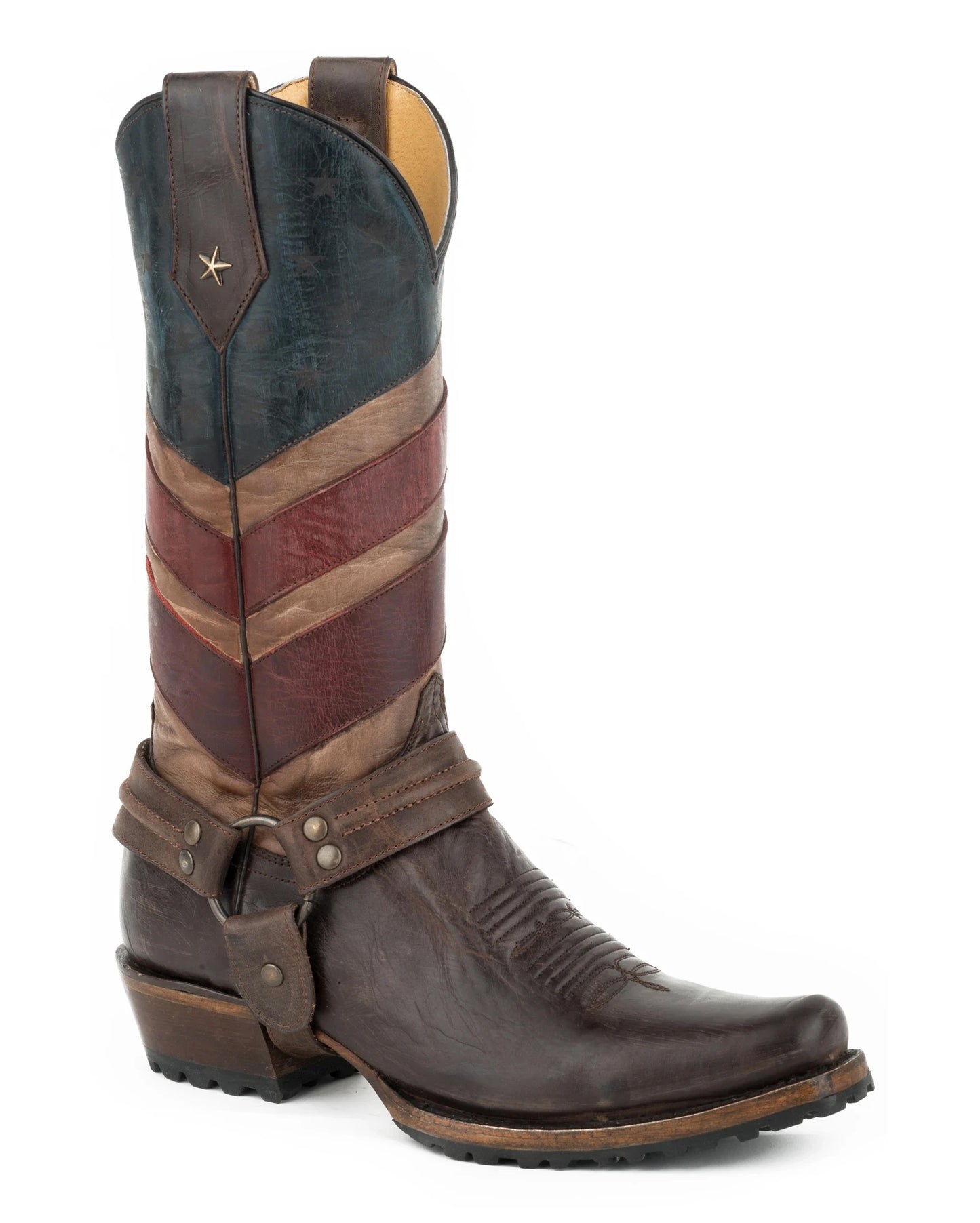 Men's Old Glory Harness Biker Boots by Roper from Skip’s Western Outfitters | KAR-09-020-7001-1164-BR-070-D