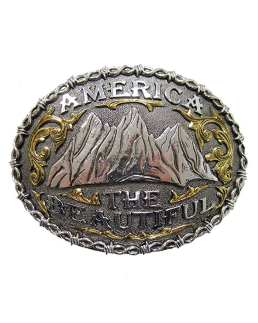America the Beautiful Belt Buckle by AndWest from Skip’s Western Outfitters | AWE-715-One-Size-Gold-/-Silver