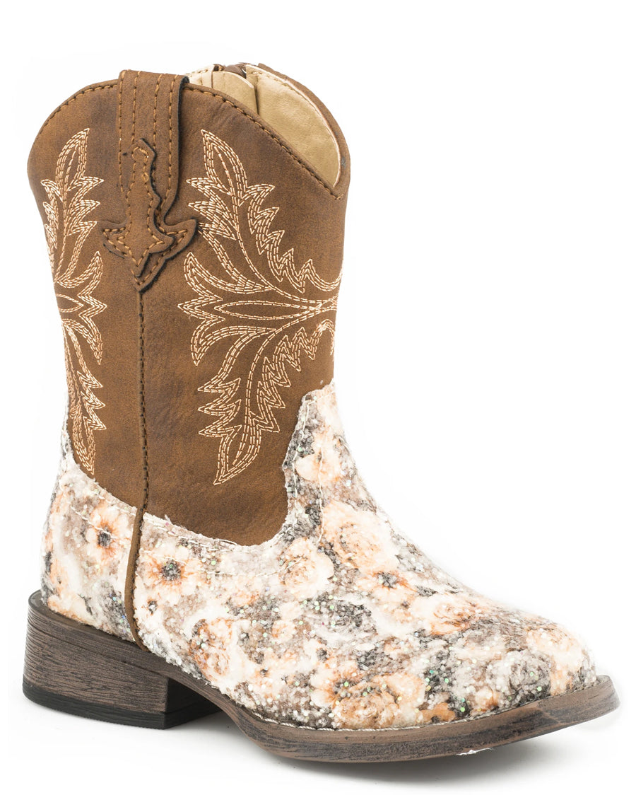 Toddlers' Floral Glitter Western Boots by Roper from Skip’s Western Outfitters | KAR-09-017-1903-2136-BR-050-M