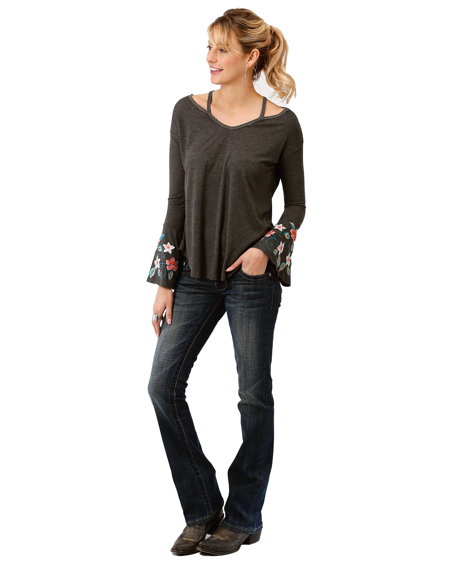 Women's Floral Embroidery Top