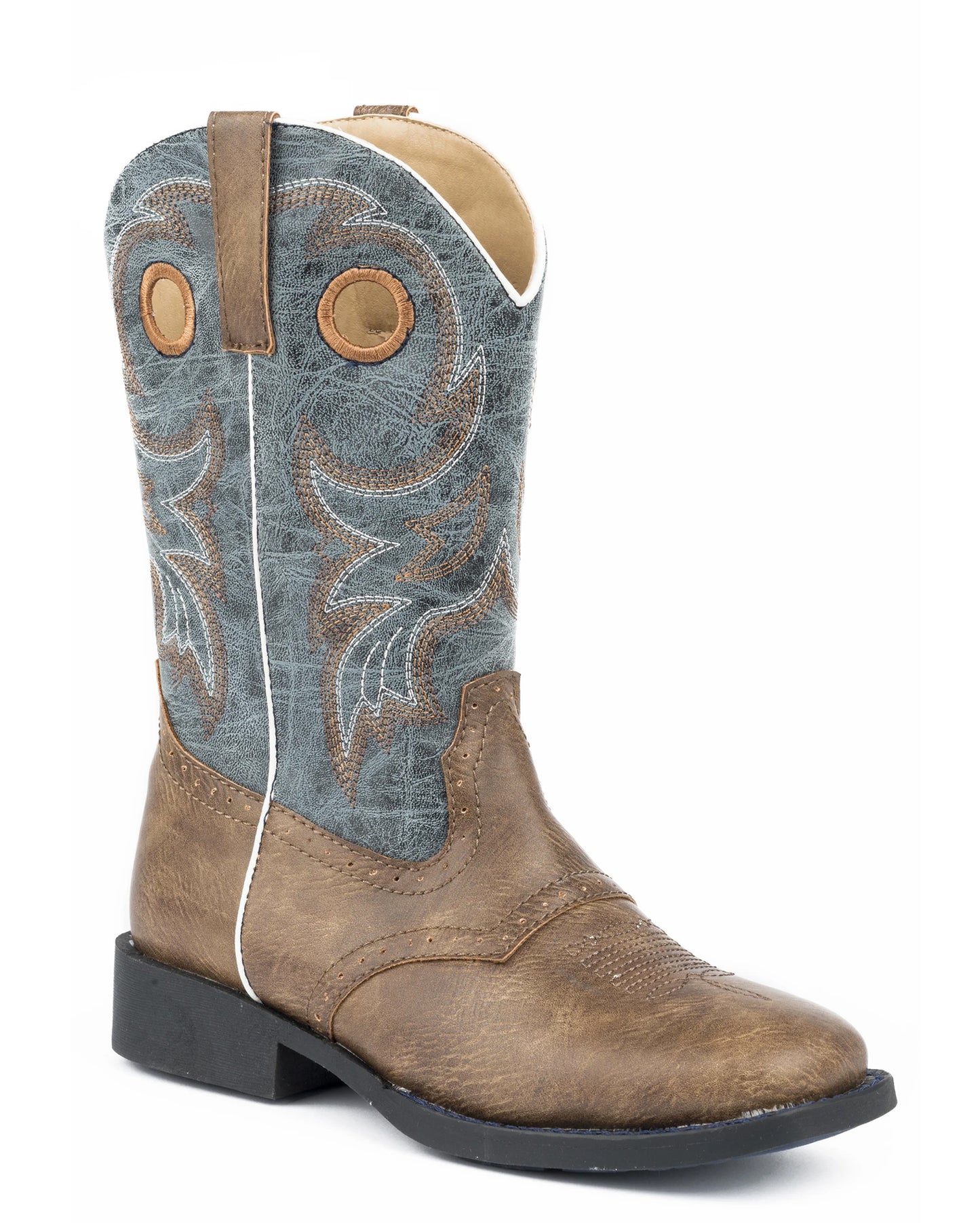 Youth's Distressed Saddle Western Boots by Roper from Skip’s Western Outfitters | KAR-09-119-1224-2201-BR-040-M