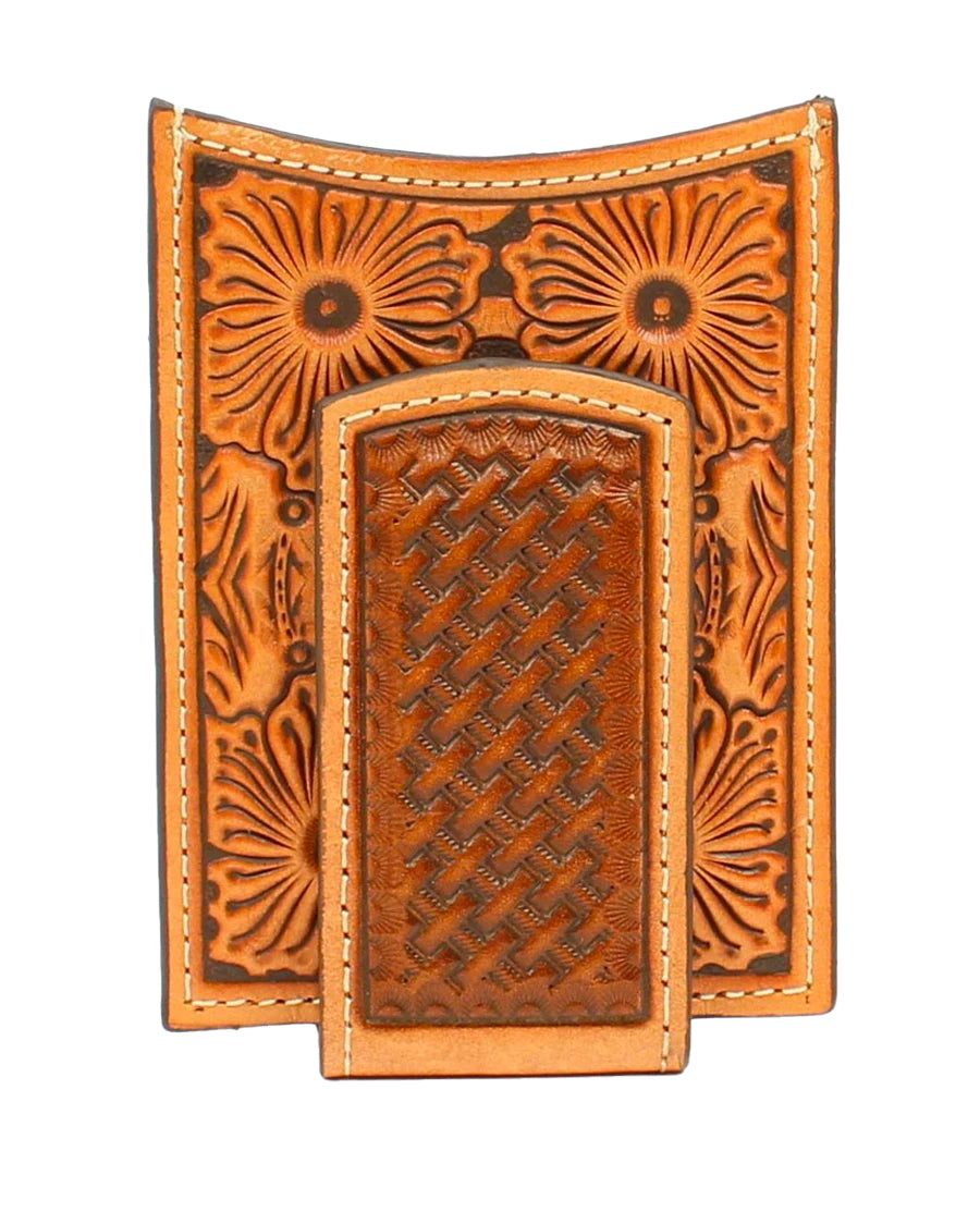 Floral Basket Weave Money Clip by Ariat Accessories from Skip’s Western Outfitters | MFW-A3536208-ONESIZE-BROWN