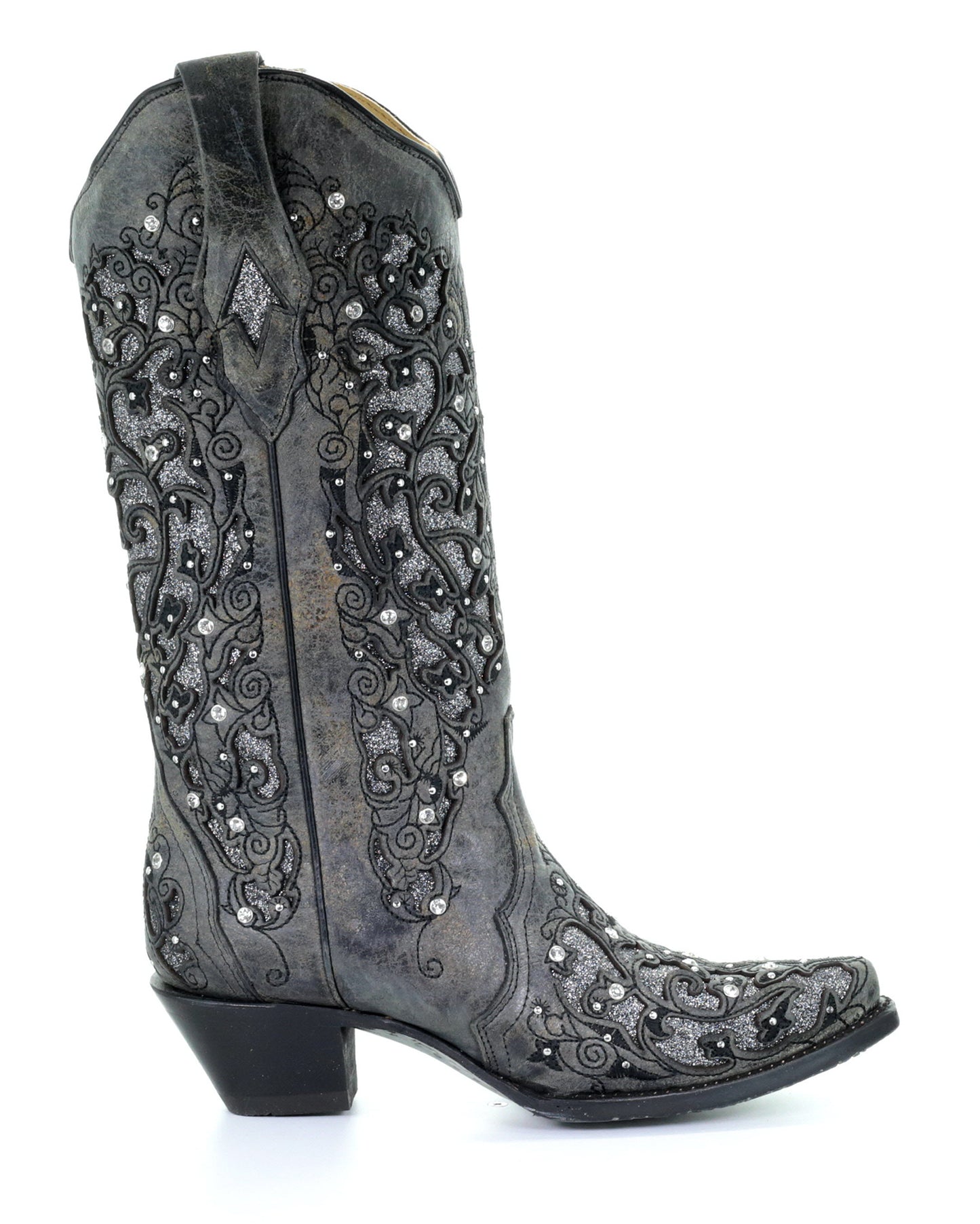 Corral A3672 Women's Handcrafted Snip Toe Cowgirl Boots in Black at Skip's Western Outfitters