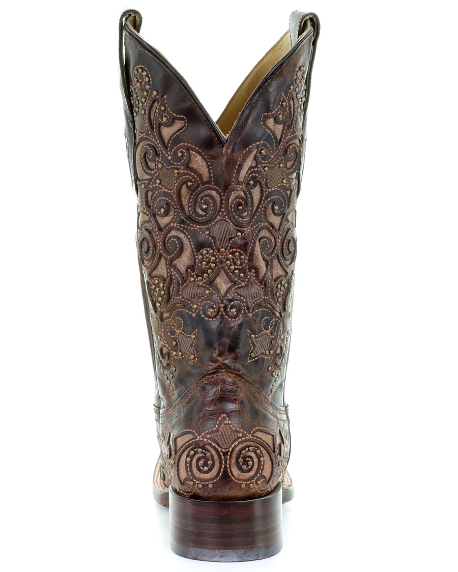 Corral A3326 Women's Handcrafted Square Toe Cowgirl Boots in Brown at Skip's Western Outfitters