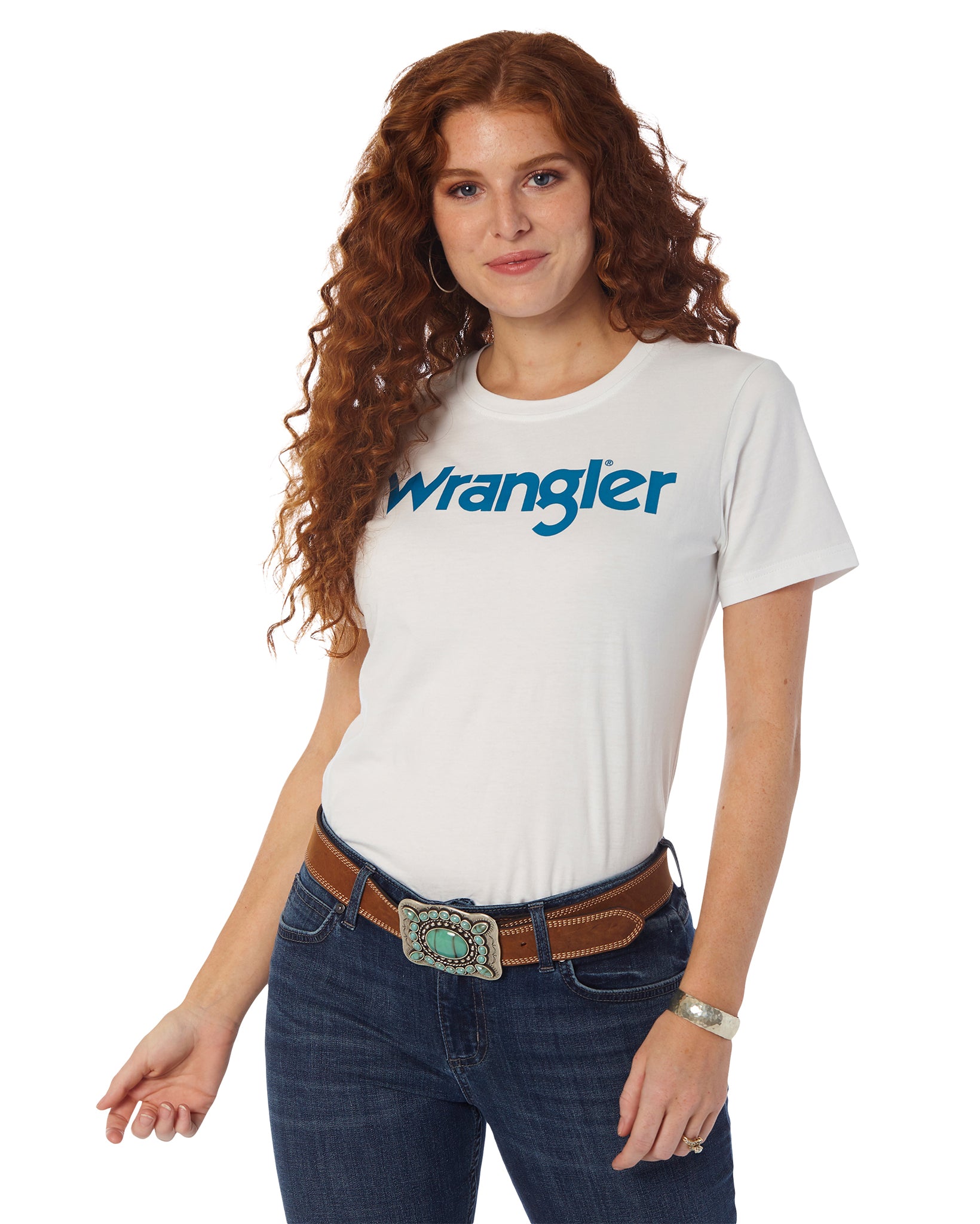 Lwk004w - Wrangler� S/s Logo T-shirt by Wrangler from Skip’s Western Outfitters | WRA-LWK004W-S-WHT
