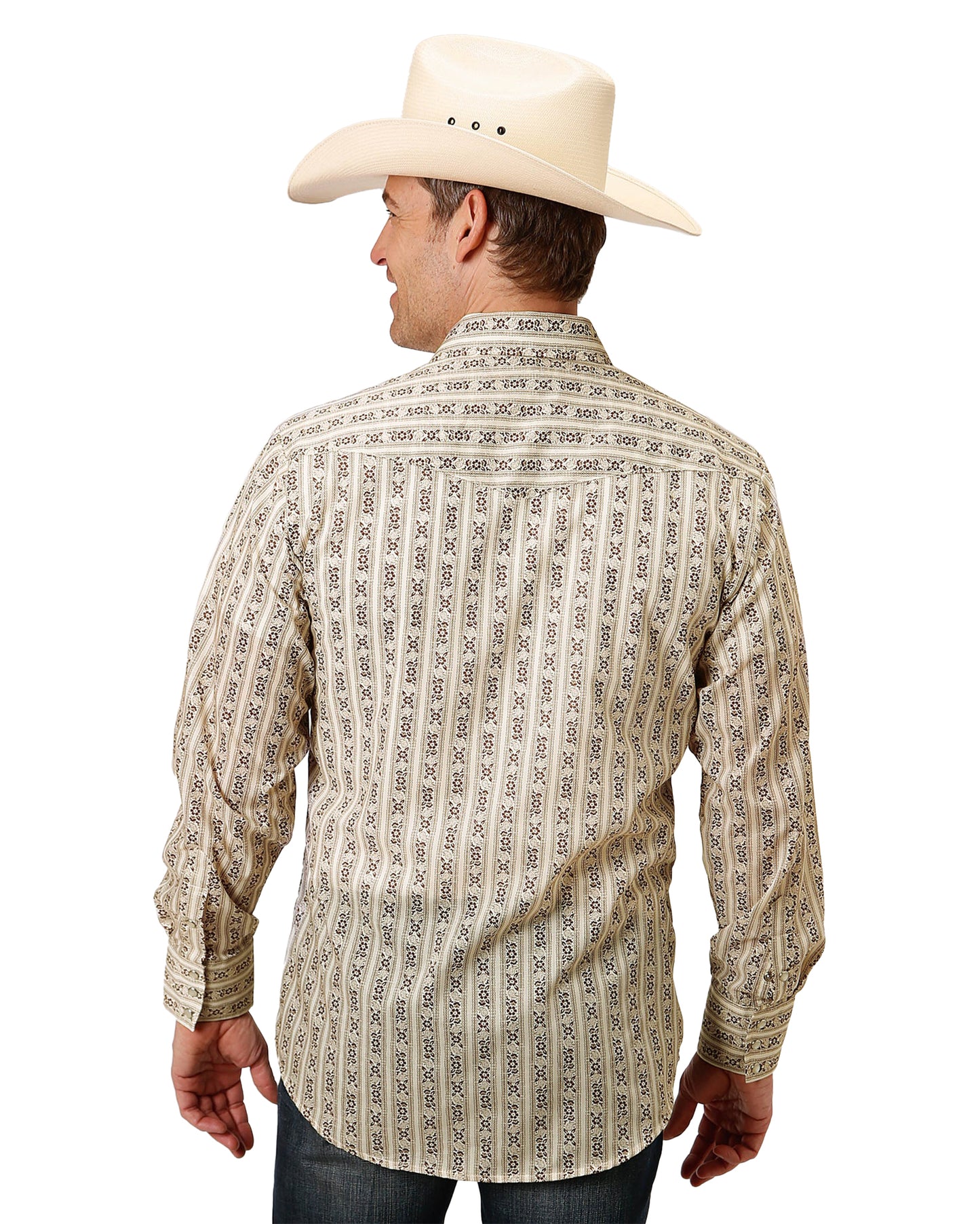 Men's Striped Long Sleeve Western Shirt