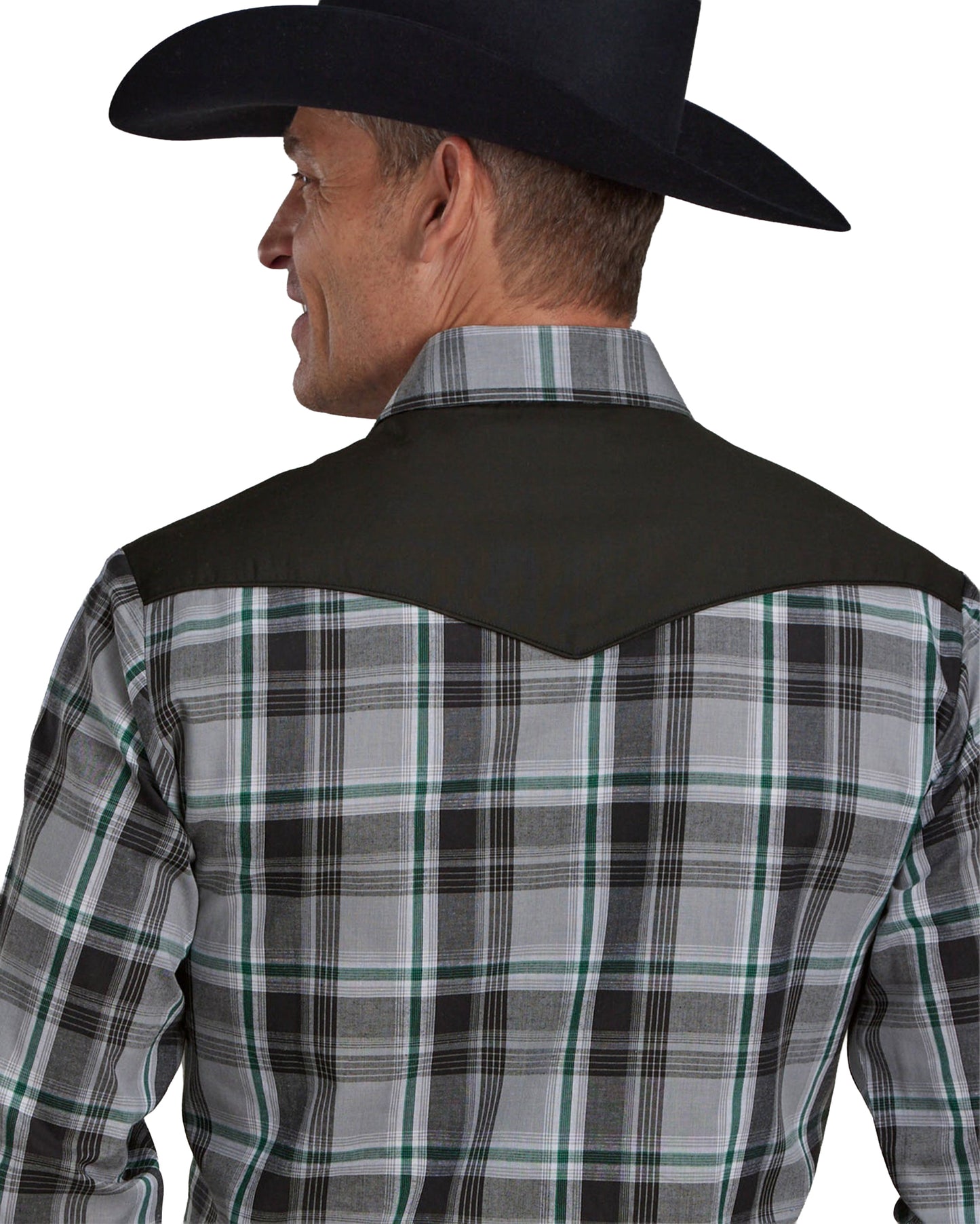 Mens Gray Black And White Plaid Long Sleeve Snap Western Shirt - 01-001-0087-6085 Gy