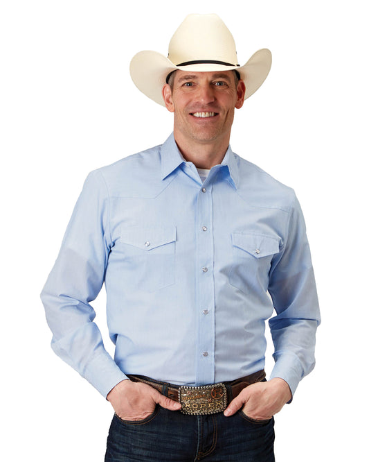 Men's Long Sleeve Tonal Stripe Western Shirt by Roper from Skip’s Western Outfitters | KAR-01-001-0145-0368-BU-L-BLUE