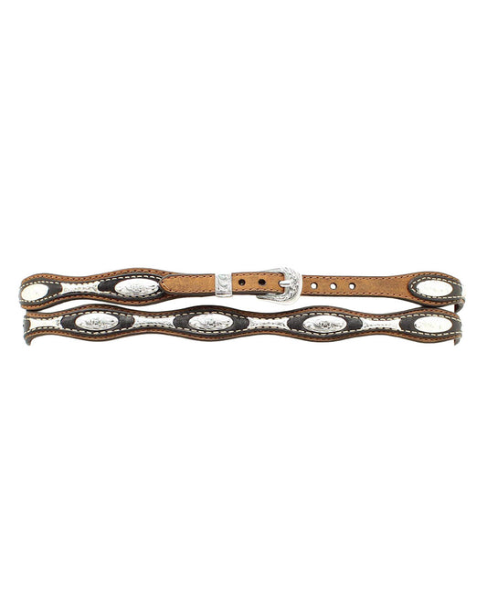 Unisex Genuine Leather Scalloped Hatband - 02396107