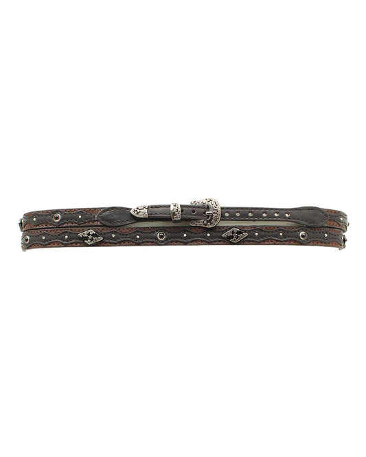 Men's Studded Leather Overlay Hatband