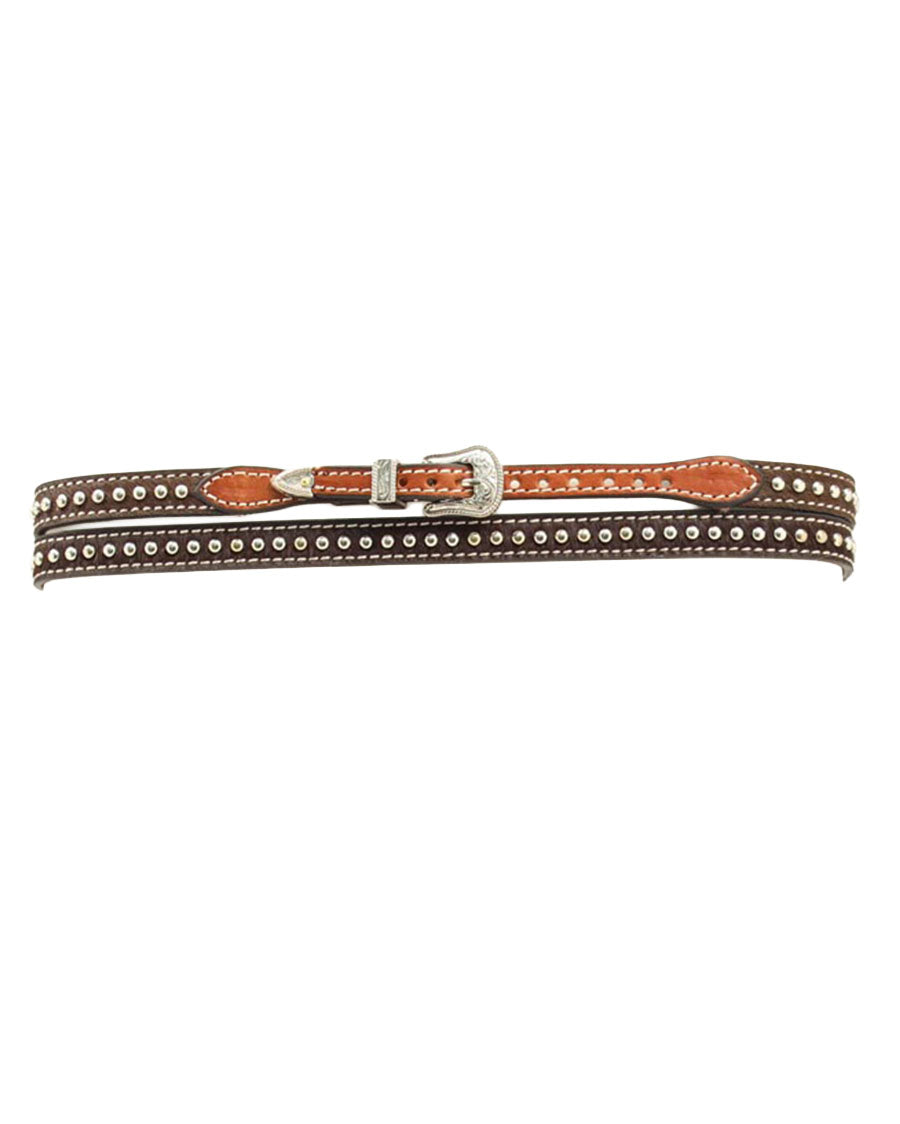 Unisex Studded Leather and Calf Hair Hatband