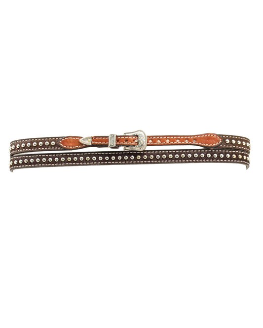 Unisex Studded Leather and Calf Hair Hatband