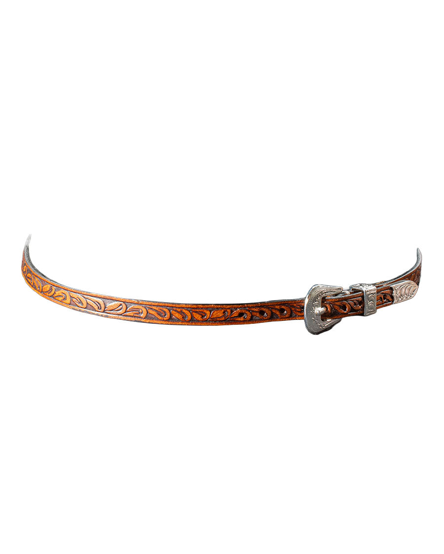 Men's Tooled Leather 3-Piece Buckle Hatband - 0282102