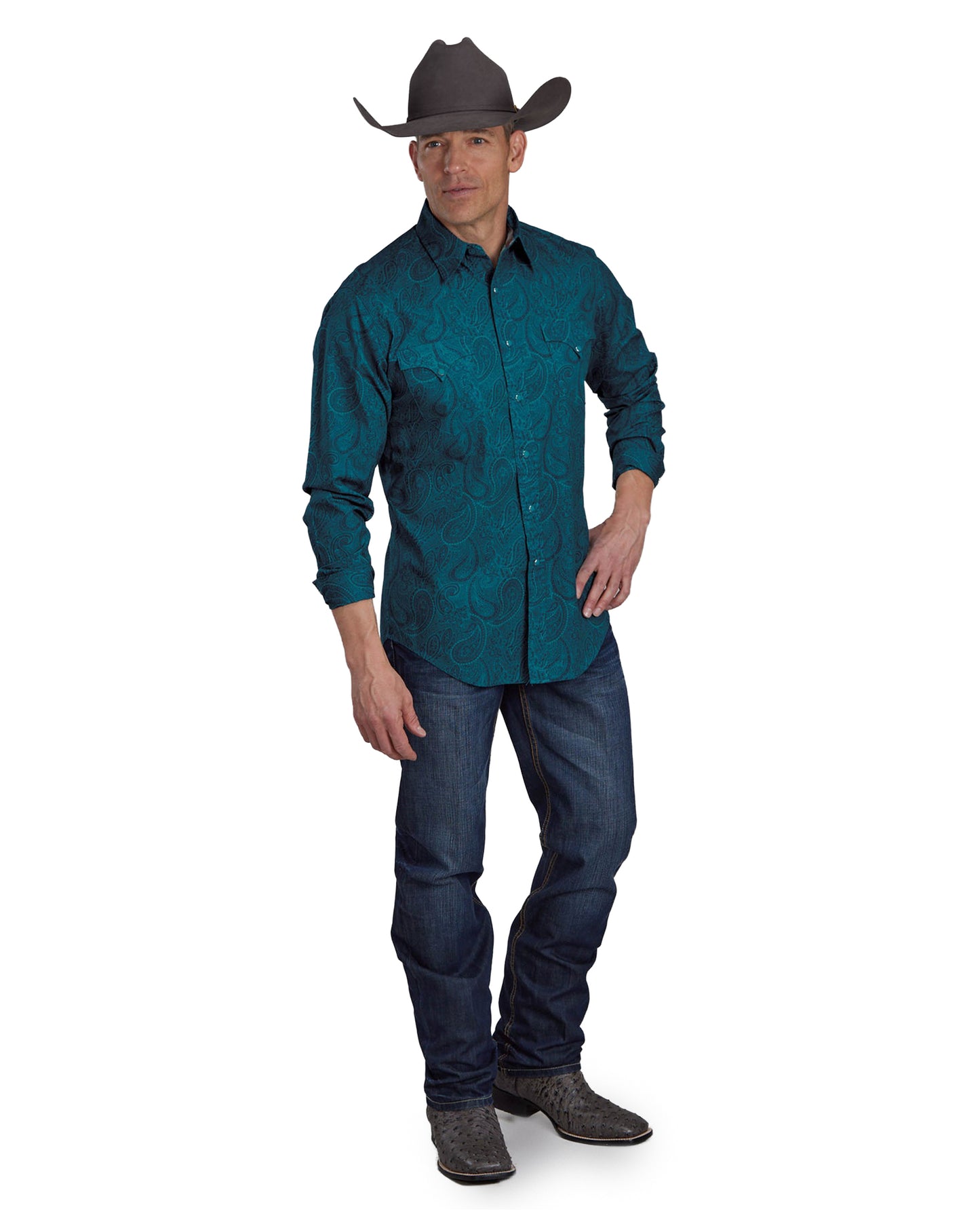 Mens Tonal Paisley Long Sleeve Snap Western Shirt
 - 03-001-0064-0631 Gr