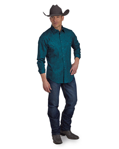 Mens Tonal Paisley Long Sleeve Snap Western Shirt
 - 03-001-0064-0631 Gr