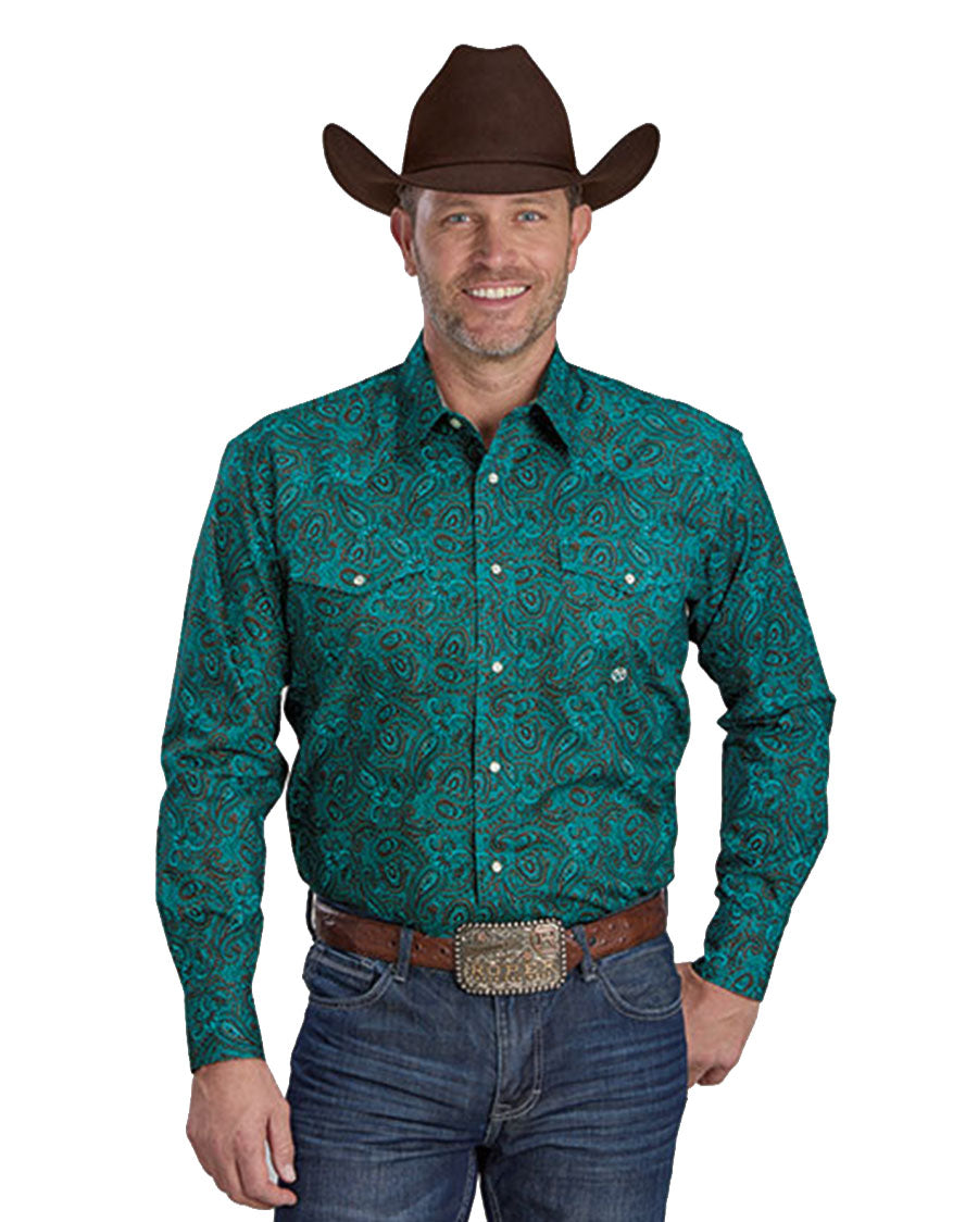 Men's Long Sleeve Allover Print Western Snap Shirt - 03-001-0225-1009 Gr